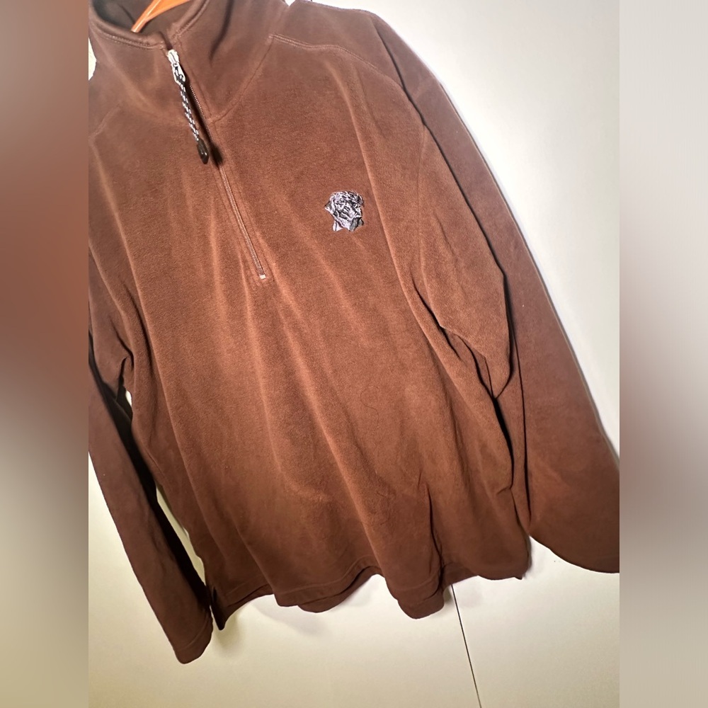 Vintage Magellan 1/4 Zip Sweater Jacket XL Brown Fleece Labrador Dog Pullover